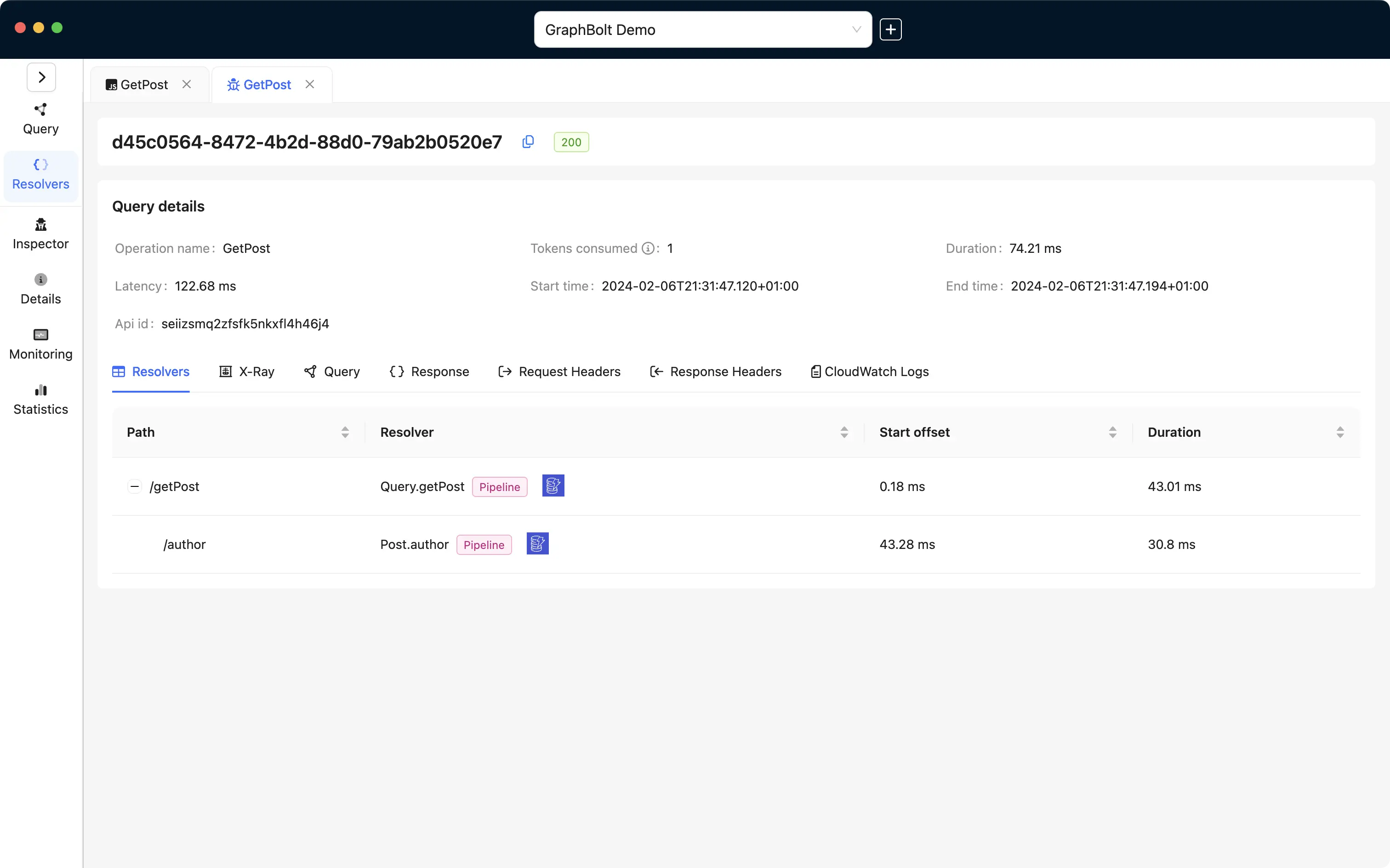 GraphBolt Request Details